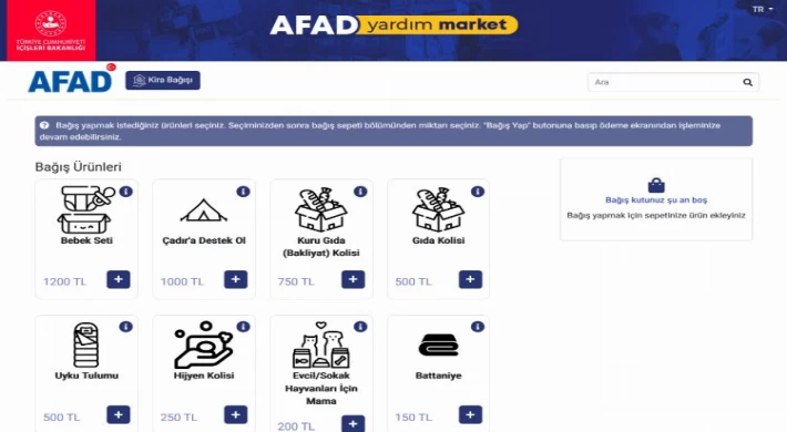 AFAD ’Yardım Market’ açtı
