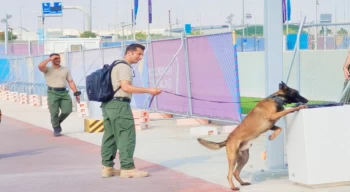 Nevşehir Emniyet Müdürlüğü kadrosunda görevli bomba arama köpeği Bozo, Dünya Kupası’nda görevlendirildi