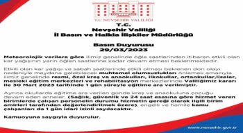 Nevşehir’de eğitime kar engeli