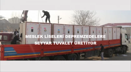 Samsun'da Meslek Liseleri Depremzedelere Seyyar Tuvalet Üretiyor