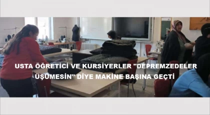 Sivas'ta Usta Öğretici Ve Kursiyerler "Depremzedeler Üşümesin" Diye Makine Başına Geçti