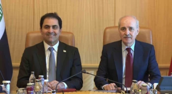 TBMM Başkanı Kurtulmuş, Irak Cumhuriyeti Temsilciler Meclisi Başkanvekili Muhsin Ali Ekber El Mendelavi kabul etti